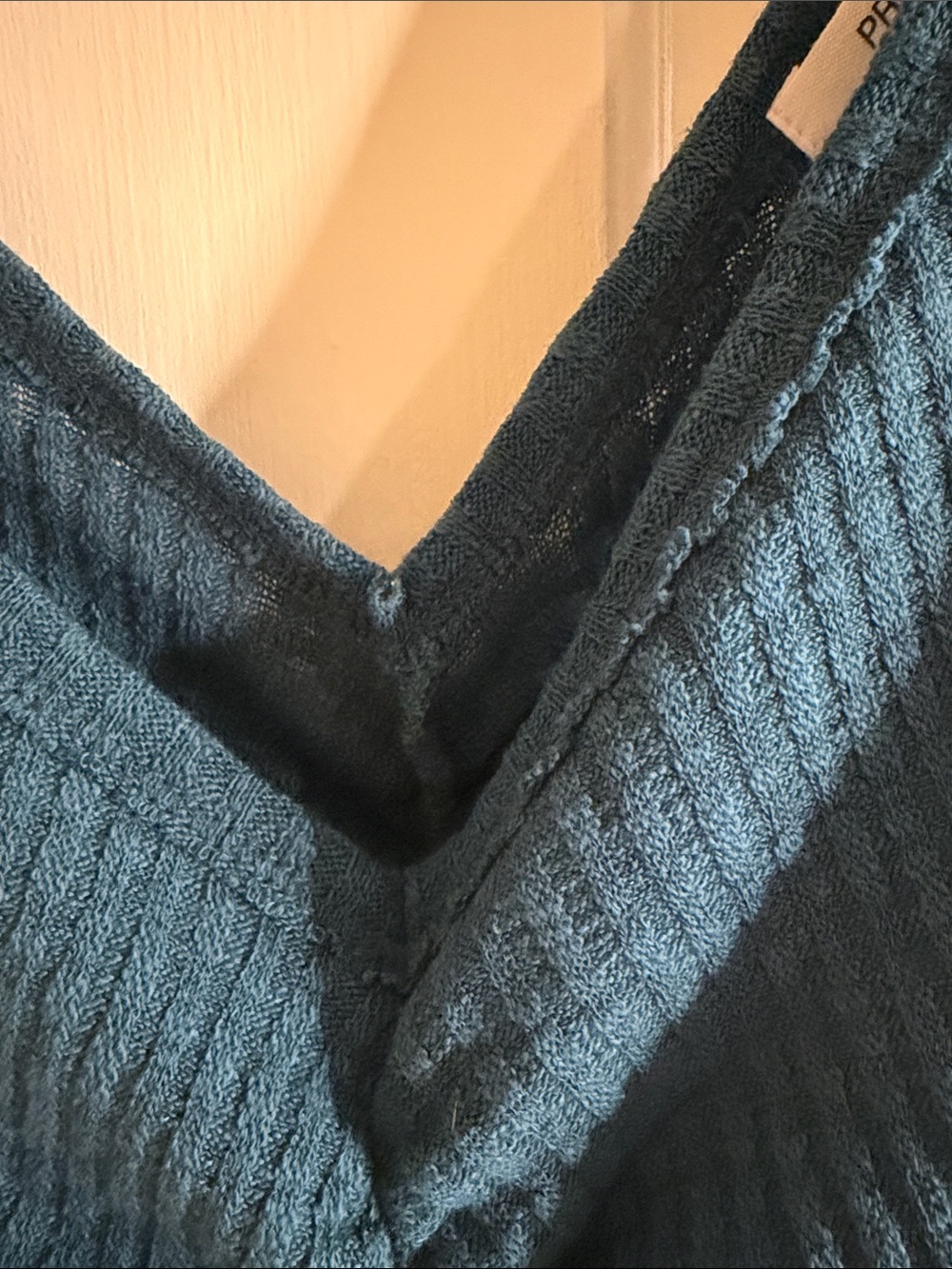 Project Social T Deep Teal Ribbed V-Neck Ruched Tank - Picture 3 of 7